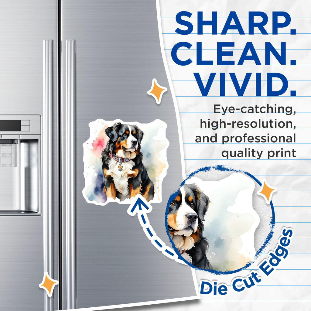 (2 Pack) Bernese Mountain Dog Magnets - Cute Dog - Home Decor - 5" On Longest Side - Premium Magnet - for Cars, Refrigerators, Toolboxes, Lockers - Made in USA - MAG15876