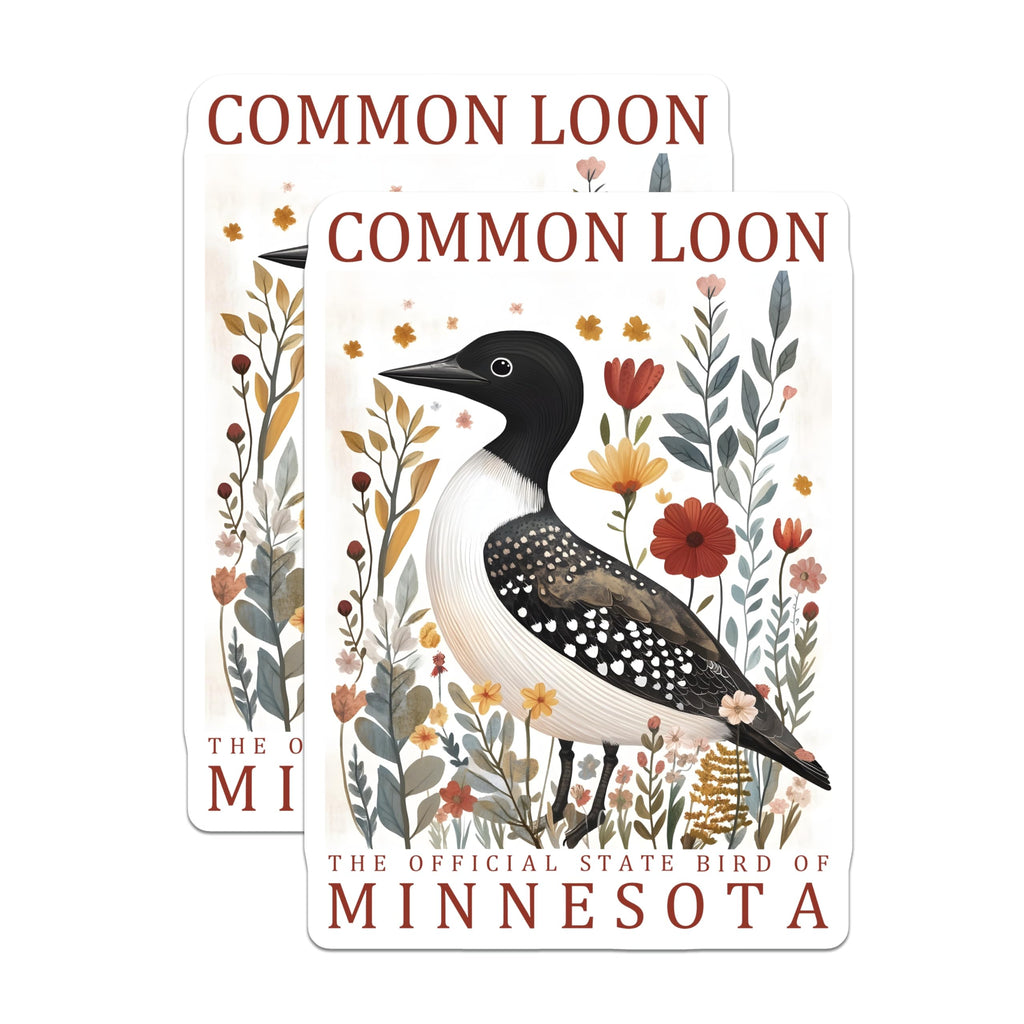 (2 Pack) Common Loon Magnets - Minnesota State Bird Artwork - Northwoods Wildlife Refrigerator Decor - 5 Inches On Longest Side - Thick Durable Magnet - Made in USA - MAG19078