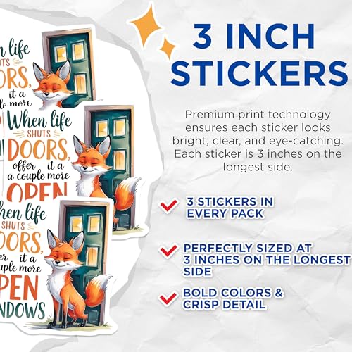 (3 Pack) Fox Quote Decals - Funny Saying - Motivational Decals - 3 Inches On Longest Side - Easy Peel & Apply - Made in USA - 3MCS7519