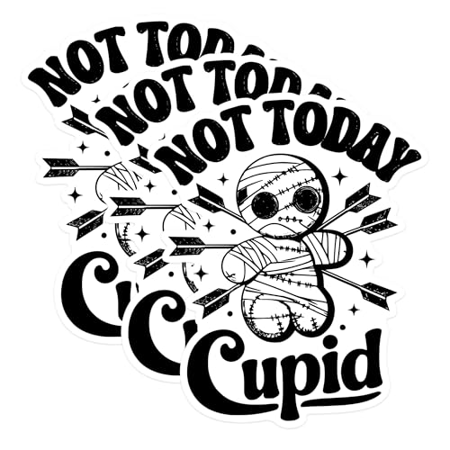 (3 Pack) Not Today Cupid Decals - Anti Valentine's Day - Funny Laptop Decals - 3 Inches On Longest Side - Easy Peel & Apply - Made in USA - 3MCS1653