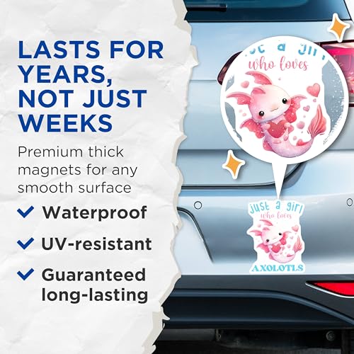(2 Pack) Just a Girl Who Loves Axolotls Magnets - 5" On Longest Side - for Cars, Fridges, Toolboxes - Made in USA - MAG7776