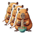 (3 Pack) Capybara Ramen Decals - Laptop Stickers - Cute Animal Decals - 3 Inches On Longest Side - Easy Peel & Apply - Made in USA - 3MCS8668