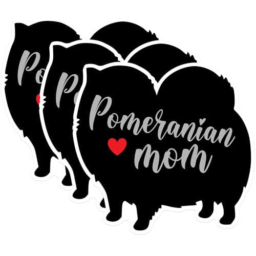 (3 Pack) Pomeranian Mom Decals - Dog Lover - Laptop Decals - 3 Inches On Longest Side - Easy Peel & Apply - Made in USA - 3MCS1382