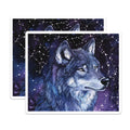 (2 Pack) Wolf Magnets - Celestial Galaxy Animal Art - Mystical Wildlife Refrigerator Decor for Nature Lovers - 5 Inches On Longest Side - Thick Durable Magnet - Made in USA - MAG39593