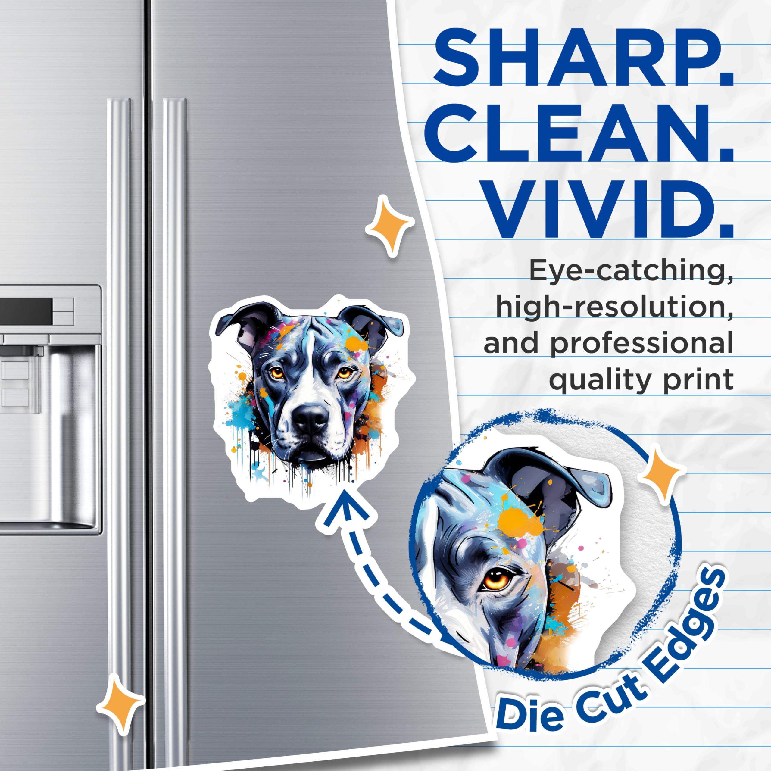 (2 Pack) Colorful Pitbull Magnets - Abstract Dog Art - Vibrant Bully Breed Owner Decor - 5 Inches On Longest Side - Thick Durable Magnet - Made in USA - MAG26218