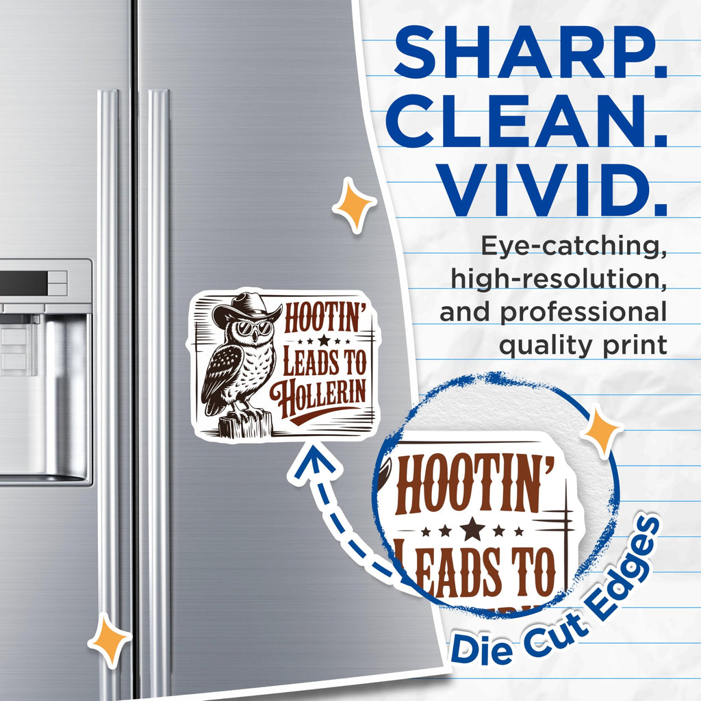 (2 Pack) Hootin Leads to Hollerin Magnets - Cowboy Owl Decor - Western Home Decor Magnets - 5" On Longest Side - Premium Magnet - for Cars, Refrigerators, Toolboxes, Lockers - Made in USA - MAG14864