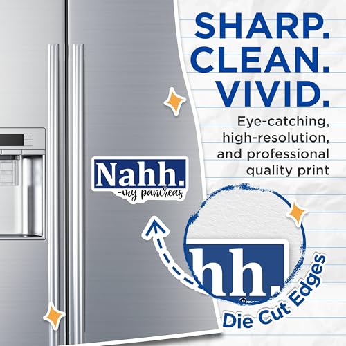 (2 Pack) Nahh My Pancreas Magnets - Funny Quote Magnets - Humorous Diabetes Awareness - 5" On Longest Side - for Cars, Fridges, Toolboxes - Made in USA - MAG3821