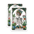 (2 Pack) Plant Lady Skeleton Magnets - Botanical Skull Art - Goth Gardener Decor - 5 Inches On Longest Side - Thick Durable Magnet - Made in USA - MAG20501