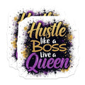 (2 Pack) Hustle Like a Boss Stickers - Motivational Queen Quote Stickers - Office Wall Art Stickers - 5" On Longest Side - Sticks to Smooth Flat Surfaces - Made in USA - BMCS4660