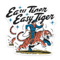 (2 Pack) Easy Tiger Magnets - Cowboy Riding Tiger - Retro Western Artwork - Fun Animal Decor - 5 Inches On Longest Side - Thick Durable Magnet - Made in USA - MAG20883