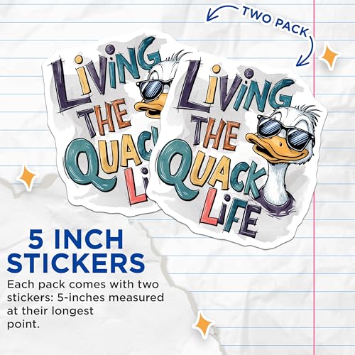 (2 Pack) Funny Duck Stickers - 5" On Longest Side - Sticks to Smooth Flat Surfaces - Made in USA - BMCS8495 - BMCS8495