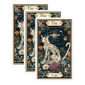 (3 Pack) Tarot Cat Decals - Skeleton Feline Stickers - Floral Occult Art Decals - 3 Inches On Longest Side - Easy Peel & Apply - Made in USA - 3MCS2476