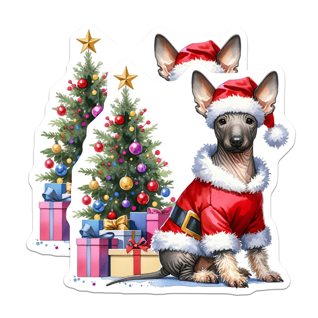 (2 Pack) Xoloitzcuintli Christmas Dogs Magnets - Santa Xolo Decor - Holiday Pet Lovers - 5 Inches On Longest Side - Thick Durable Magnet - Made in USA - MAG26042