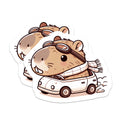 (2 Pack) Capybara Adventure Magnets - Whimsical Animal in Car - Cute Capybara Lover Fridge Decor Quirky Magnet - 5 Inches On Longest Side - Thick Durable Magnet - Made in USA - MAG37943