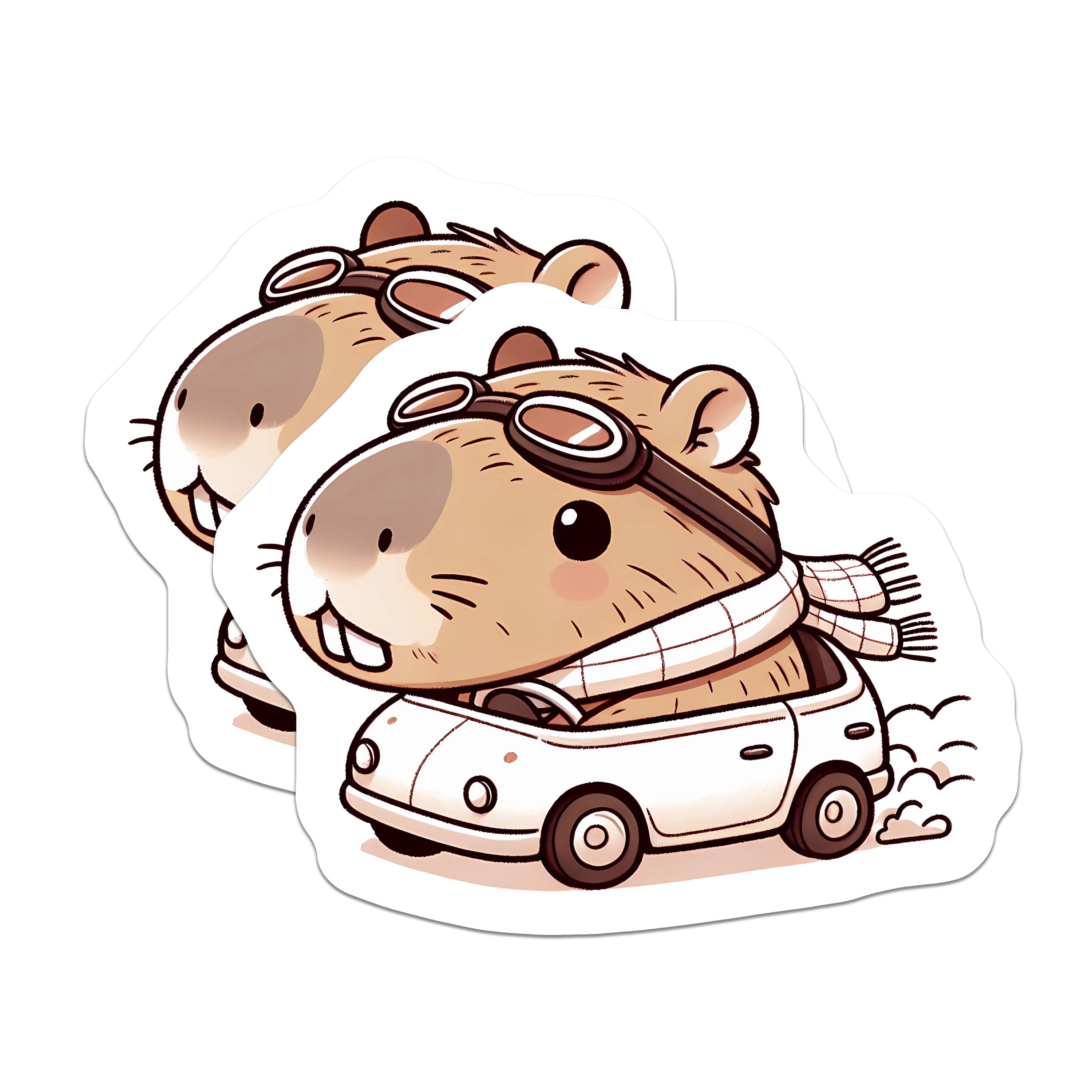(2 Pack) Capybara Adventure Magnets - Whimsical Animal in Car - Cute Capybara Lover Fridge Decor Quirky Magnet - 5 Inches On Longest Side - Thick Durable Magnet - Made in USA - MAG37943