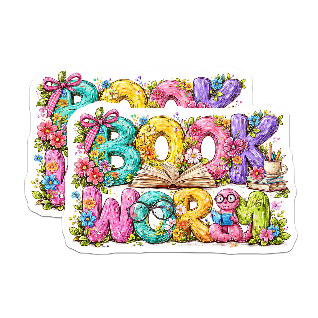 (2 Pack) Book Worm Magnets - Literature Enthusiast - Teacher Librarian Appreciation - Student Academic Decor - 5 Inches On Longest Side - Thick Durable Magnet - Made in USA - MAG39103