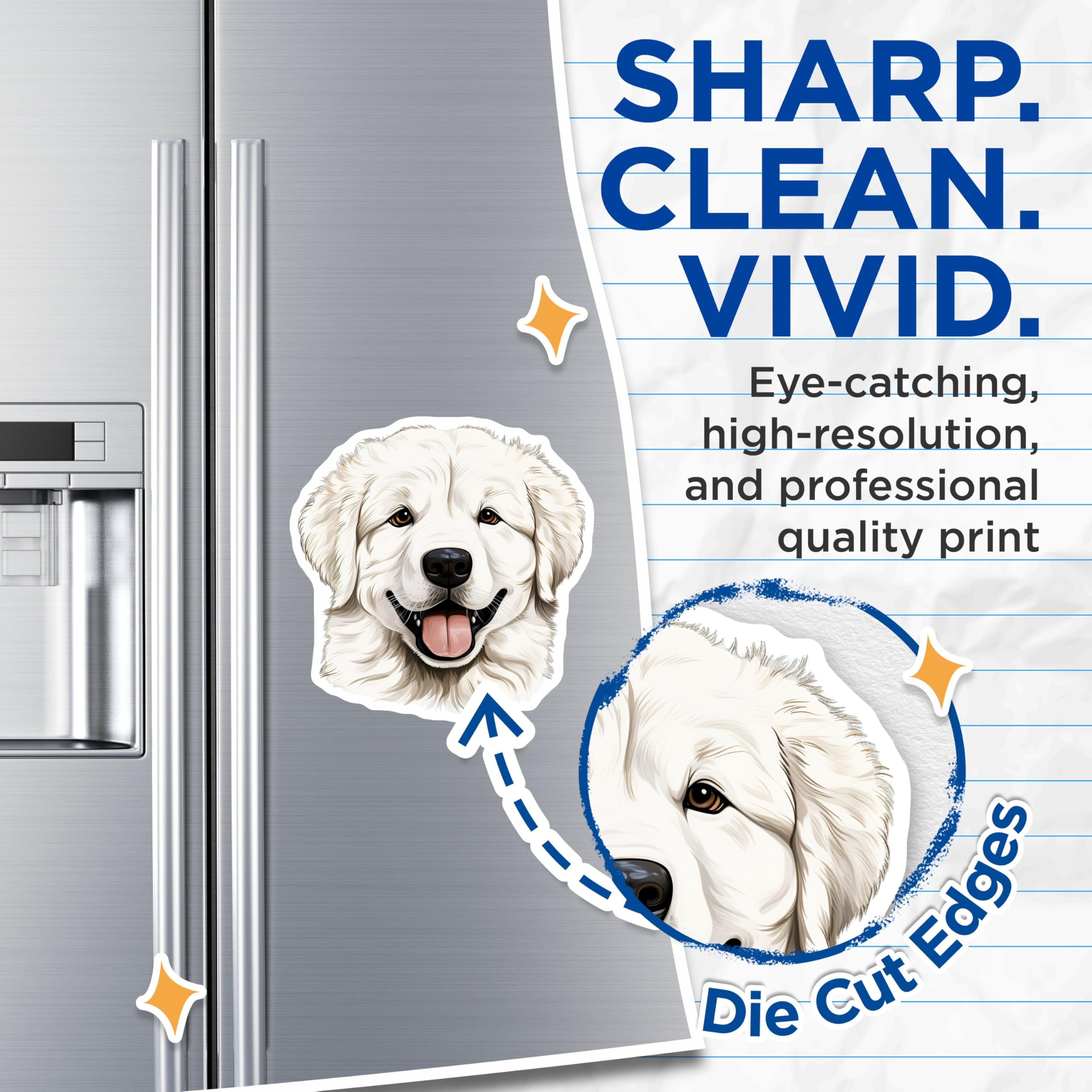 (2 Pack) Great Pyrenees Magnets - Dog Lover Car Decor - Happy White Dog Fridge Magnets - 5 Inches On Longest Side - Thick Durable Magnet - Made in USA - MAG25518