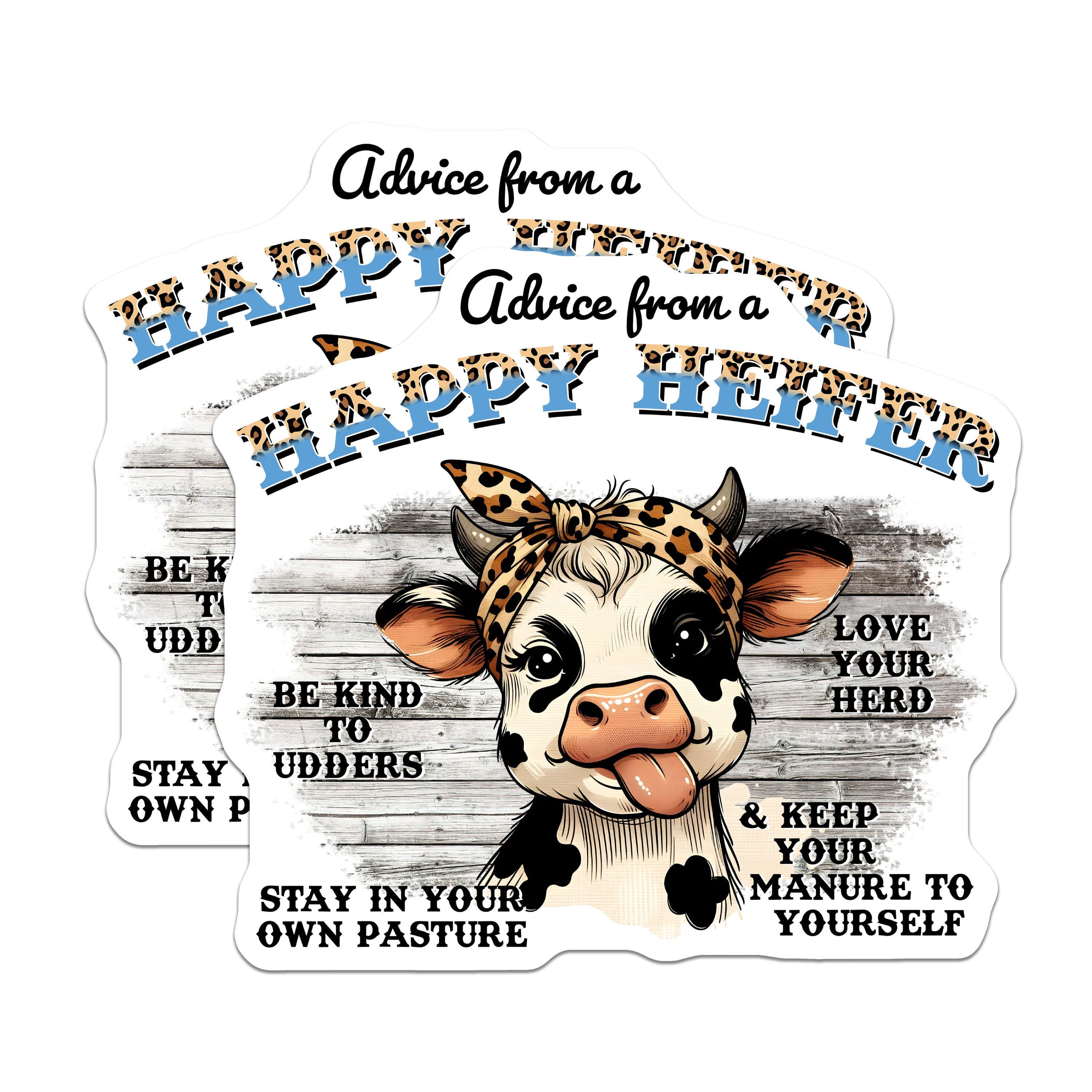 (2 Pack) Happy Heifer Advice Magnets - Funny Cow Fridge Decor - Sassy Farmhouse Kitchen Accessories - 5 Inches On Longest Side - Thick Durable Magnet - Made in USA - MAG38536