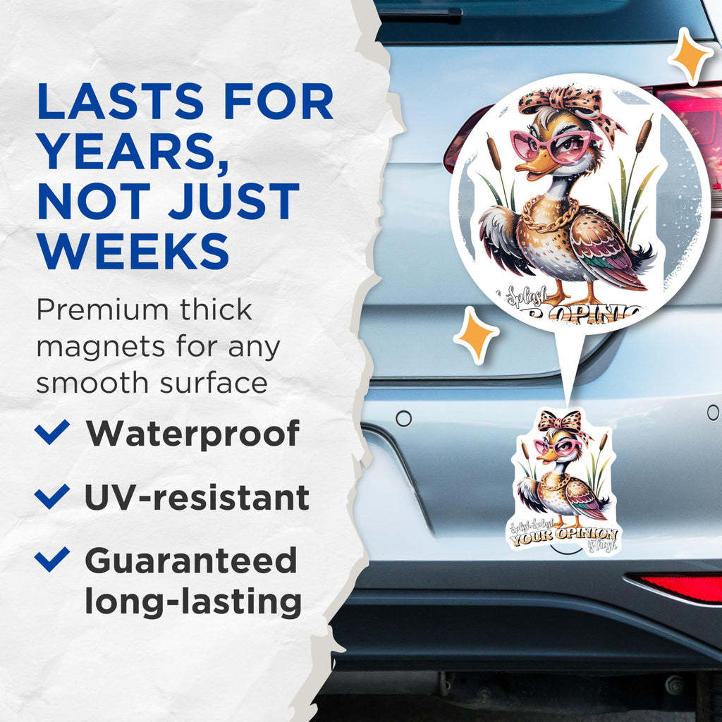 (2 Pack) Duck Magnets - Sassy Animal Art - Funny Quote Refrigerator Decor - 5" On Longest Side - Premium Magnet - for Cars, Refrigerators, Toolboxes, Lockers - Made in USA - MAG16374