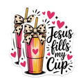 (2 Pack) Jesus Fills My Cup Magnets - Christian Inspirational Quote - Spiritual Fridge Decor - 5 Inches On Longest Side - Thick Durable Magnet - Made in USA - MAG21416