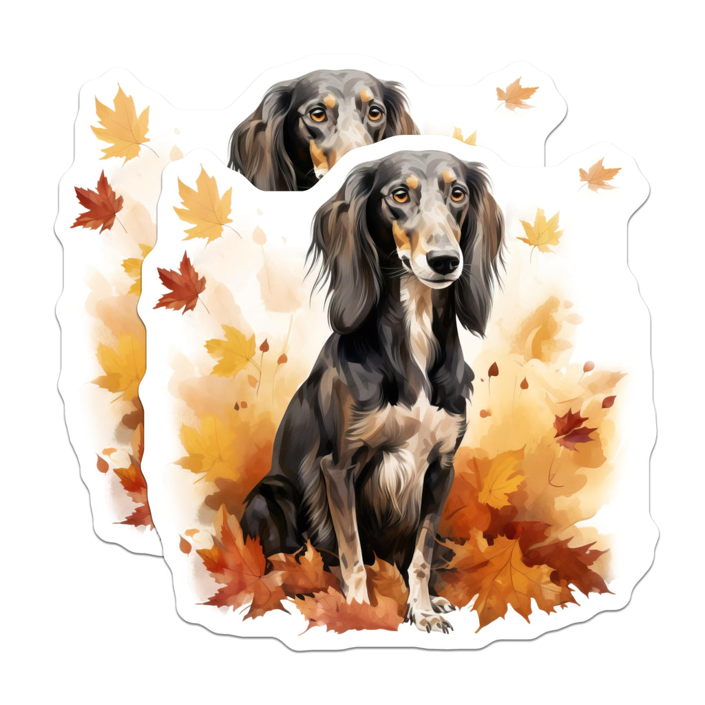 (2 Pack) Long Haired Dachshund Magnets - Autumn Fall Decor - Dog Lover Accents - 5 Inches On Longest Side - Thick Durable Magnet - Made in USA - MAG26854