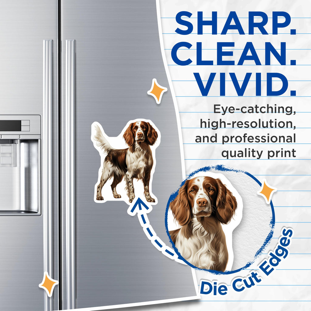 (2 Pack) English Springer Spaniel Magnets - Dog Breed Pet Lover Fridge Decor - Brown White Canine Kitchen Art - 5 Inches On Longest Side - Thick Durable Magnet - Made in USA - MAG29629