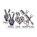 (2 Pack) Peace Love Hairstyling Stickers - Hair Stylist Gift - Hair Salon Accessories - 5" On Longest Side - Sticks to Smooth Flat Surfaces - Made in USA - BMCS7571