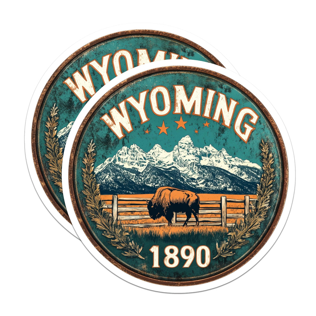 (2 Pack) Wyoming Magnets - Buffalo Scene - Yellowstone State Decor - 5" On Longest Side - Premium Magnet - for Cars, Refrigerators, Toolboxes, Lockers - Made in USA - MAG14659