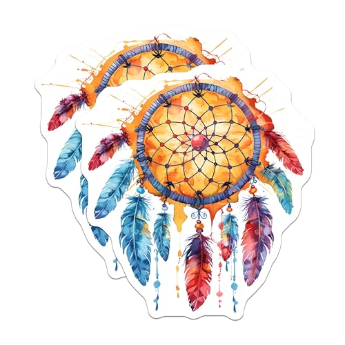 (2 Pack) Dream Catcher Magnets Magnets - Colorful Dreamcatcher Art - 5" On Longest Side - Made in USA - Sticks to Refrigerators & Metal Surfaces - MAG8868