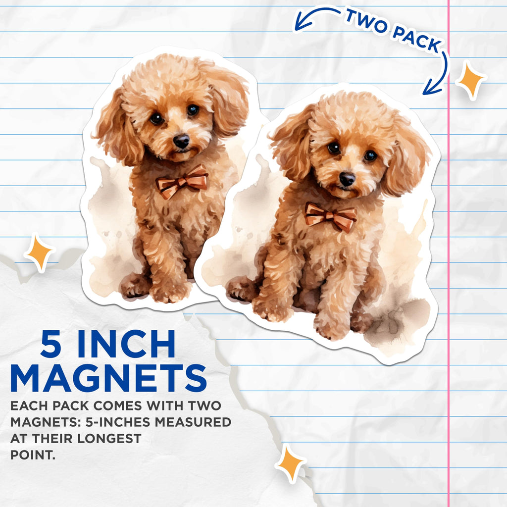 (2 Pack) Watercolor Poodle Magnets - Cute Puppy Dog Decor - Pet Lover Fridge Magnets - 5 Inches On Longest Side - Thick Durable Magnet - Made in USA - MAG24533