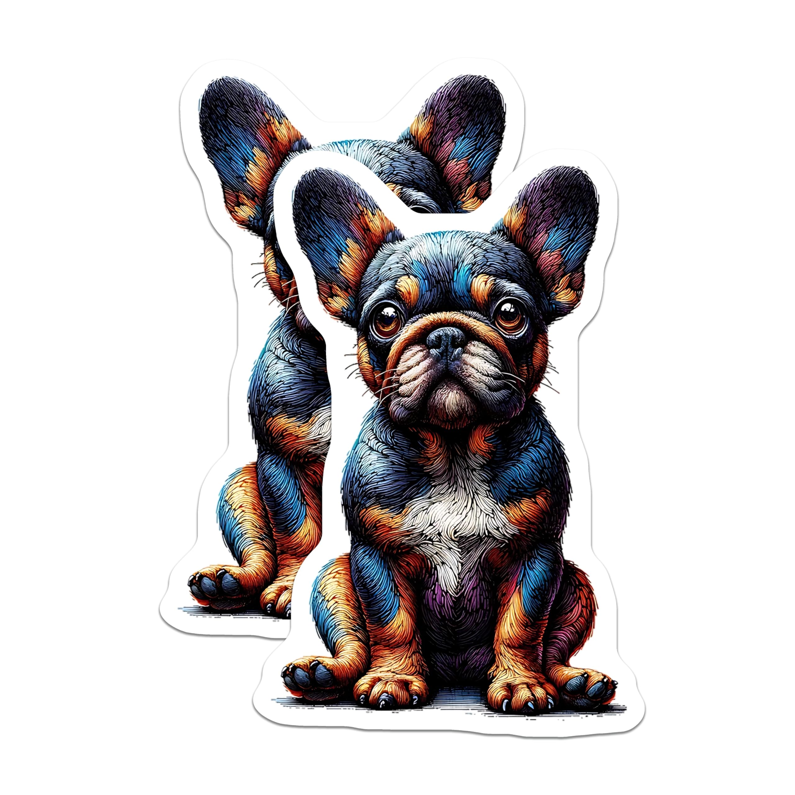 (2 Pack) French Bulldog Magnets - Cute Puppy Art - Dog Lover Decor - 5" On Longest Side - Premium Magnet - for Cars, Refrigerators, Toolboxes, Lockers - Made in USA - MAG15159