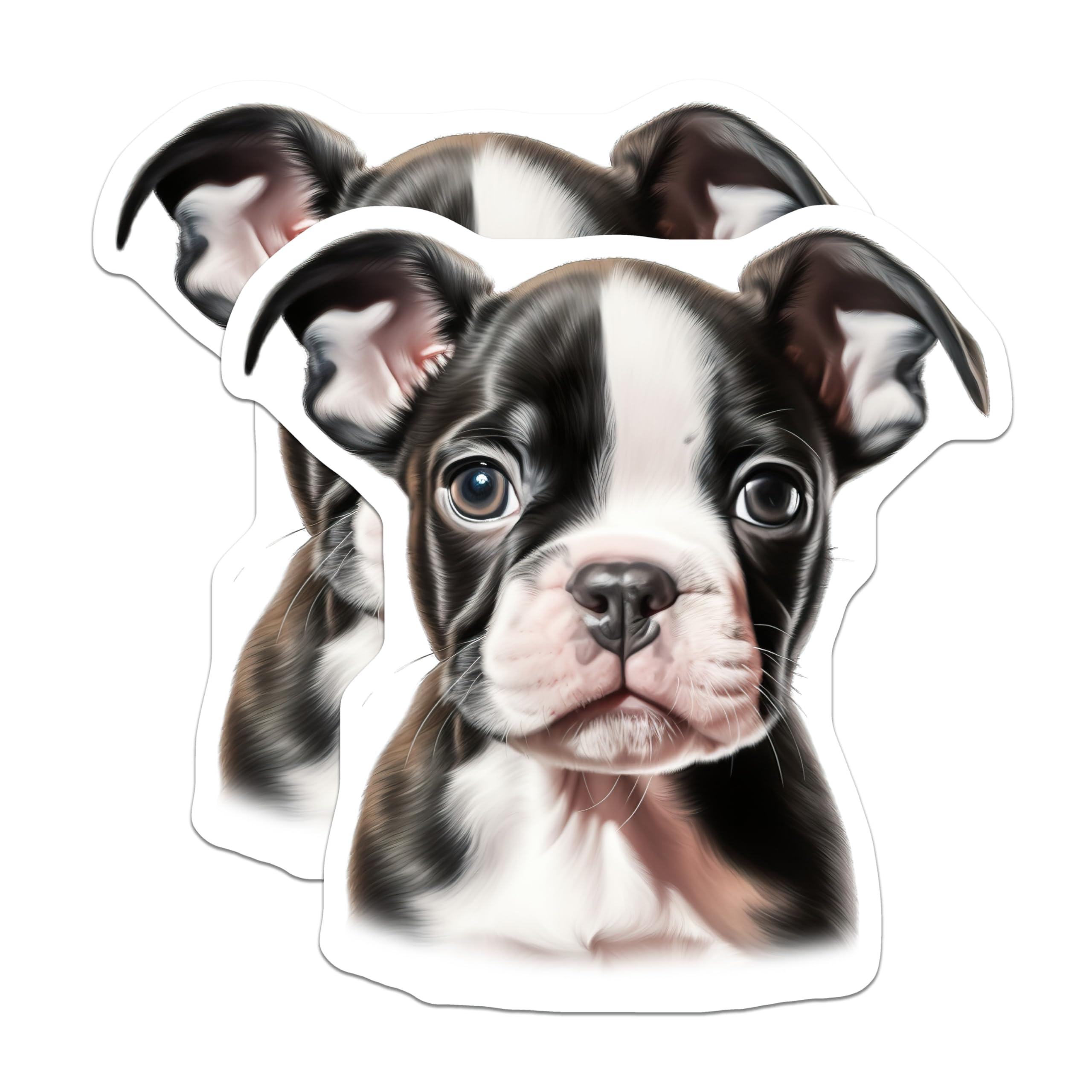 (2 Pack) Charming Boston Terrier Puppy Magnets - Sweet Dog Breed Refrigerator Decoration for Pet Lovers - Cute Canine Art - 5 Inches On Longest Side - Thick Durable Magnet - Made in USA - MAG24591