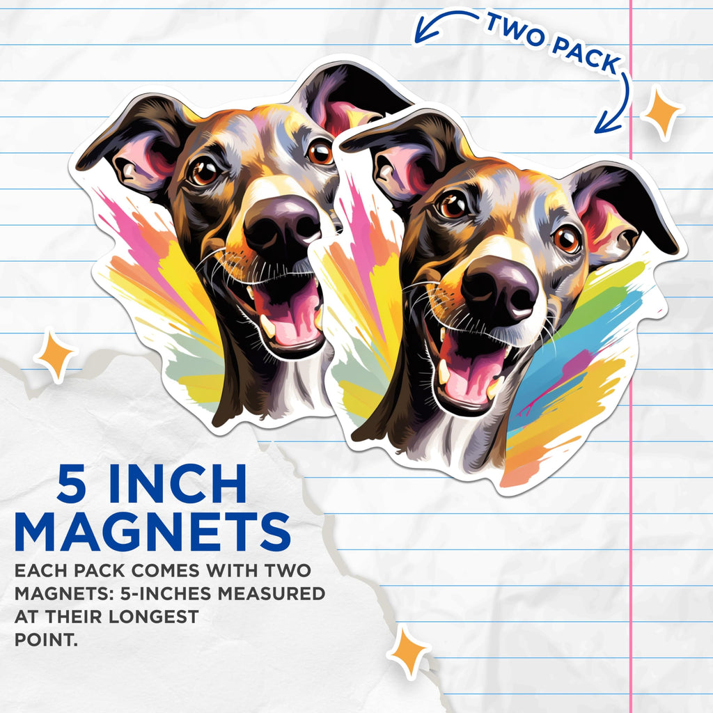 (2 Pack) Italian Greyhound Dog Breed Magnets - 5 Inches On Longest Side - Choose from Over 100 Dog Breeds - for Cars, Refrigerators, Toolboxes - Made in USA - MAG1884