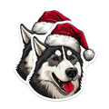 (2 Pack) Siberian Husky Christmas Magnets - Santa Hat Dog Decor - Holiday Pet Lover Fridge Accessories - 5 Inches On Longest Side - Thick Durable Magnet - Made in USA - MAG29133