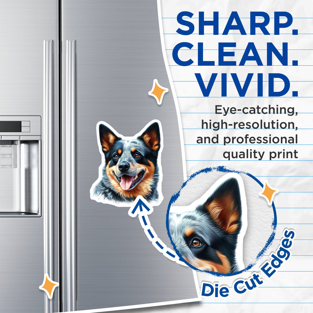 (2 Pack) Australian Cattle Dog Magnets - Blue Heeler Dog Lover - Pet Owner Refrigerator Decor - 5 Inches On Longest Side - Thick Durable Magnet - Made in USA - MAG38354