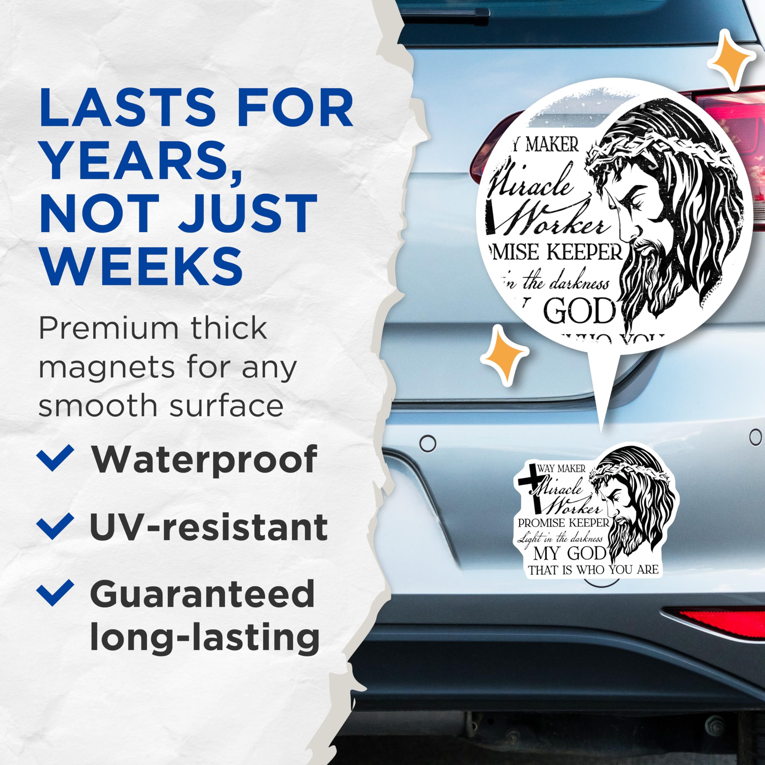 (2 Pack) Jesus Magnets - Christian Magnets - Religious Fridge Magnets - 5" On Longest Side - Premium Magnet - for Cars, Refrigerators, Toolboxes, Lockers - Made in USA - MAG16529