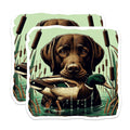 (2 Pack) Labrador Retriever Hunting Dog Magnets - Mallard Duck Retriever Art - Outdoorsman Cabin Fridge Decor - 5 Inches On Longest Side - Thick Durable Magnet - Made in USA - MAG19819