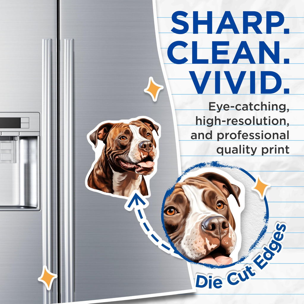 (2 Pack) Pitbull Magnets - American Pit Bull Dog Art - Loyal Canine Friend Refrigerator Decor - Pet Owner Collectible - 5 Inches On Longest Side - Thick Durable Magnet - Made in USA - MAG24929