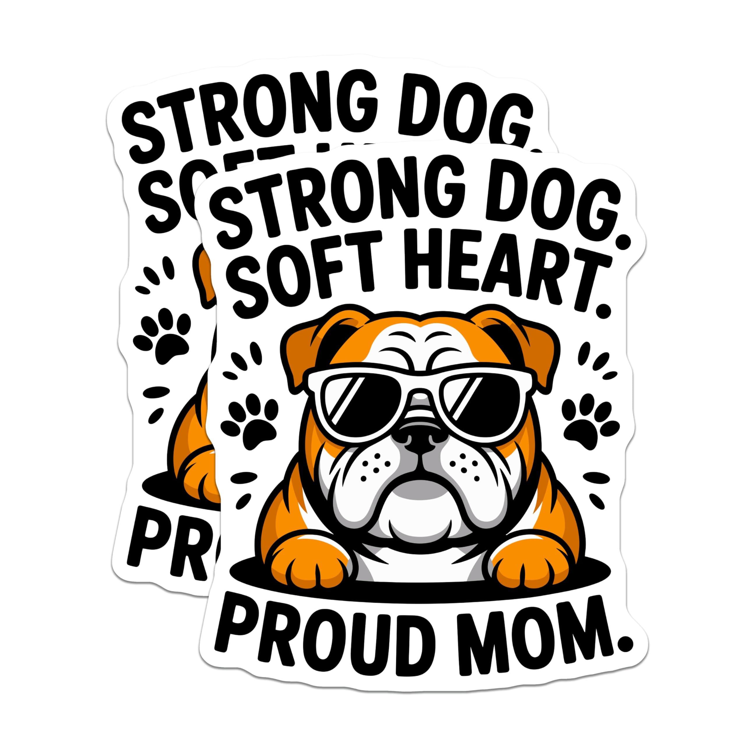 (2 Pack) Bulldog Magnets - Dog Mom Accessory - Strong Soft Heart Proud Mom - 5 Inches On Longest Side - Thick Durable Magnet - Made in USA - MAG26372