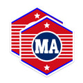 (2 Pack) Patriotic MA Magnets - Red White Blue Decor - Stars Stripes Hexagon Display - 5 Inches On Longest Side - Thick Durable Magnet - Made in USA - MAG19208