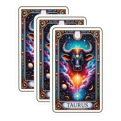(3 Pack) Taurus Zodiac Decals - Astrology Sign - Celestial Bull Decal - 3 Inches On Longest Side - Easy Peel & Apply - Made in USA - 3MCS4104
