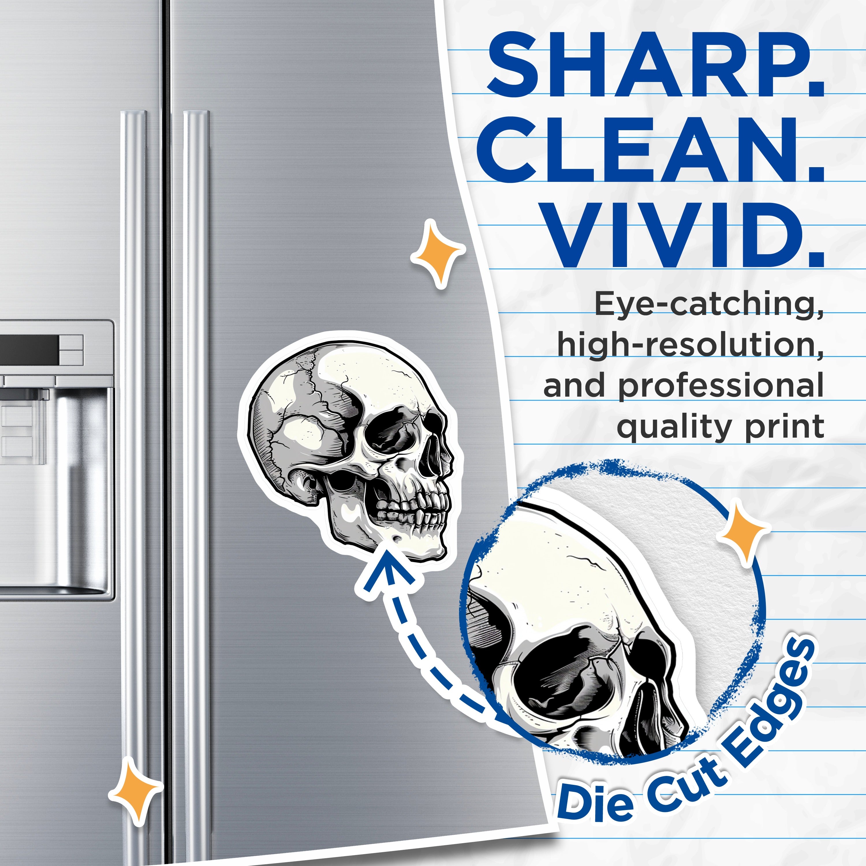 (2 Pack) Gothic Skull Magnets - Macabre Skeleton Head Art - Edgy Dark Academia Decor - Halloween Horror Collectibles - Unique Fridge Magnets - 5" - Thick Durable Magnet - Made in USA - MAG39656