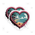 (2 Pack) Tropical Beach Heart Magnets - Island Getaway Decor - Summer Vibe Fridge Souvenir - 5 Inches On Longest Side - Thick Durable Magnet - Made in USA - MAG26315