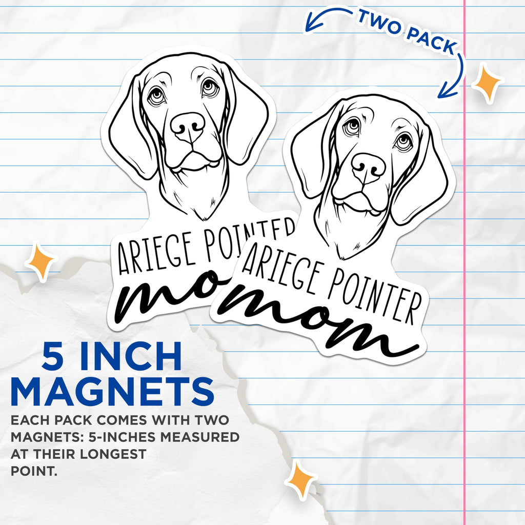 (2 Pack) Ariege Pointer Mom Magnets - Dog Breed Lover Decor - Pet Parent Refrigerator Accessory - 5 Inches On Longest Side - Thick Durable Magnet - Made in USA - MAG27011