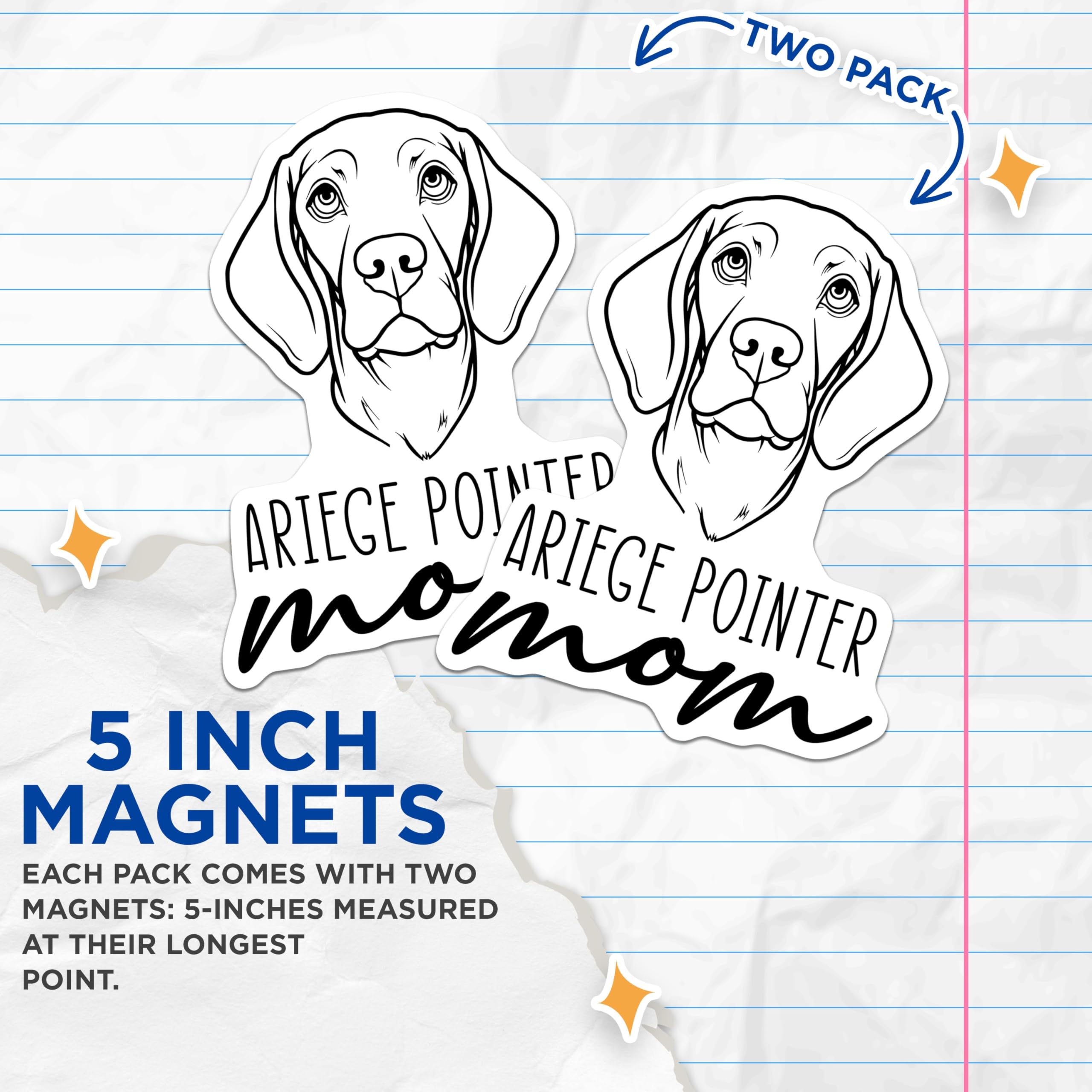 (2 Pack) Ariege Pointer Mom Magnets - Dog Breed Lover Decor - Pet Parent Refrigerator Accessory - 5 Inches On Longest Side - Thick Durable Magnet - Made in USA - MAG27011