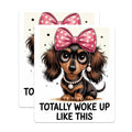 (2 Pack) Dachshund Puppy Magnets - Woke Up Like This Dog - Cute Pet Lover Fridge Magnets - 5 Inches On Longest Side - Thick Durable Magnet - Made in USA - MAG36185