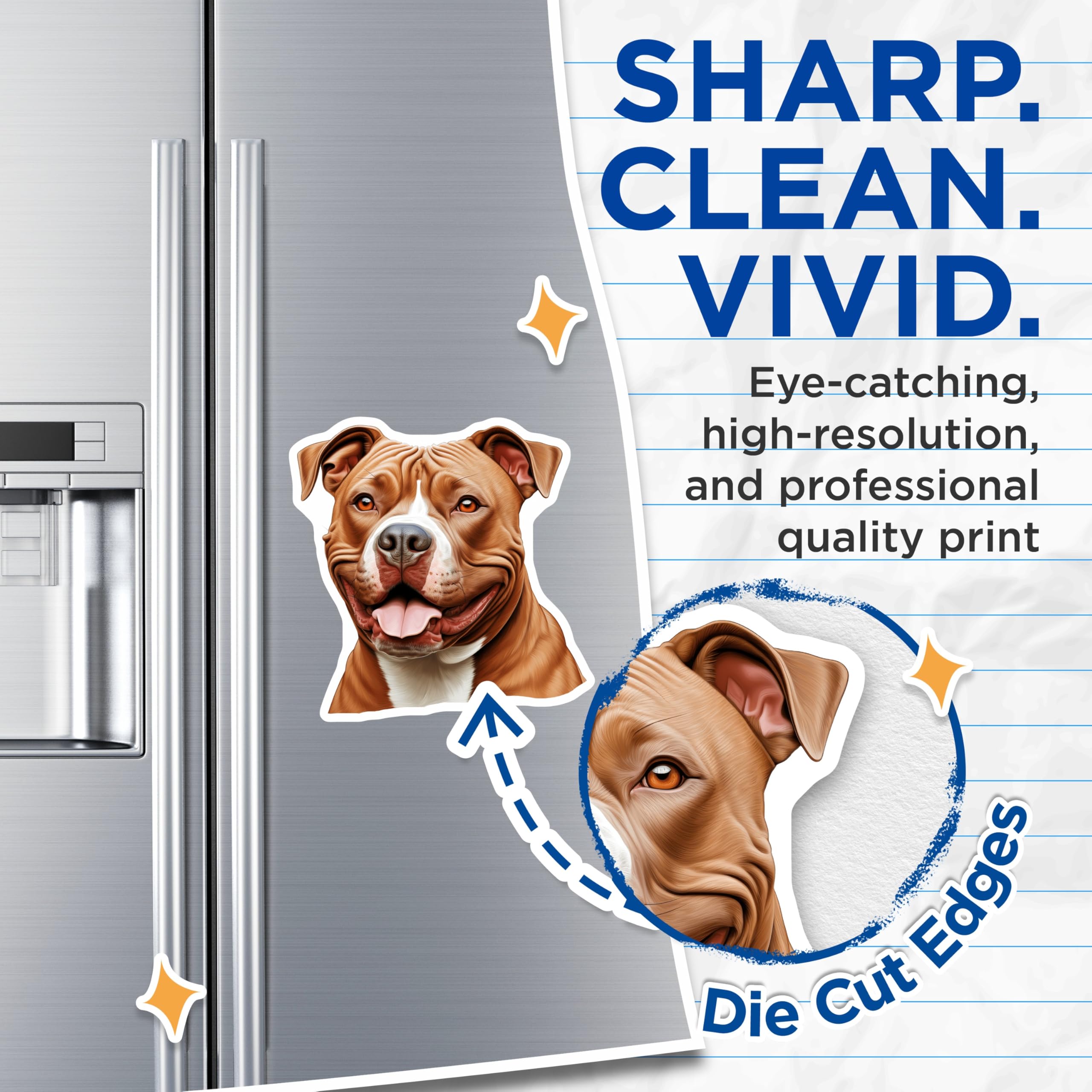 (2 Pack) Pitbull Dog Magnets - Happy Dog Owner Decor - Pet Parent Refrigerator Magnets - 5 Inches On Longest Side - Thick Durable Magnet - Made in USA - MAG28210