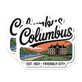 (2 Pack) Columbus Ohio Magnets - Landmark Decor - Friendly City Souvenir - 5" On Longest Side - Premium Magnet - for Cars, Refrigerators, Toolboxes, Lockers - Made in USA - MAG18900