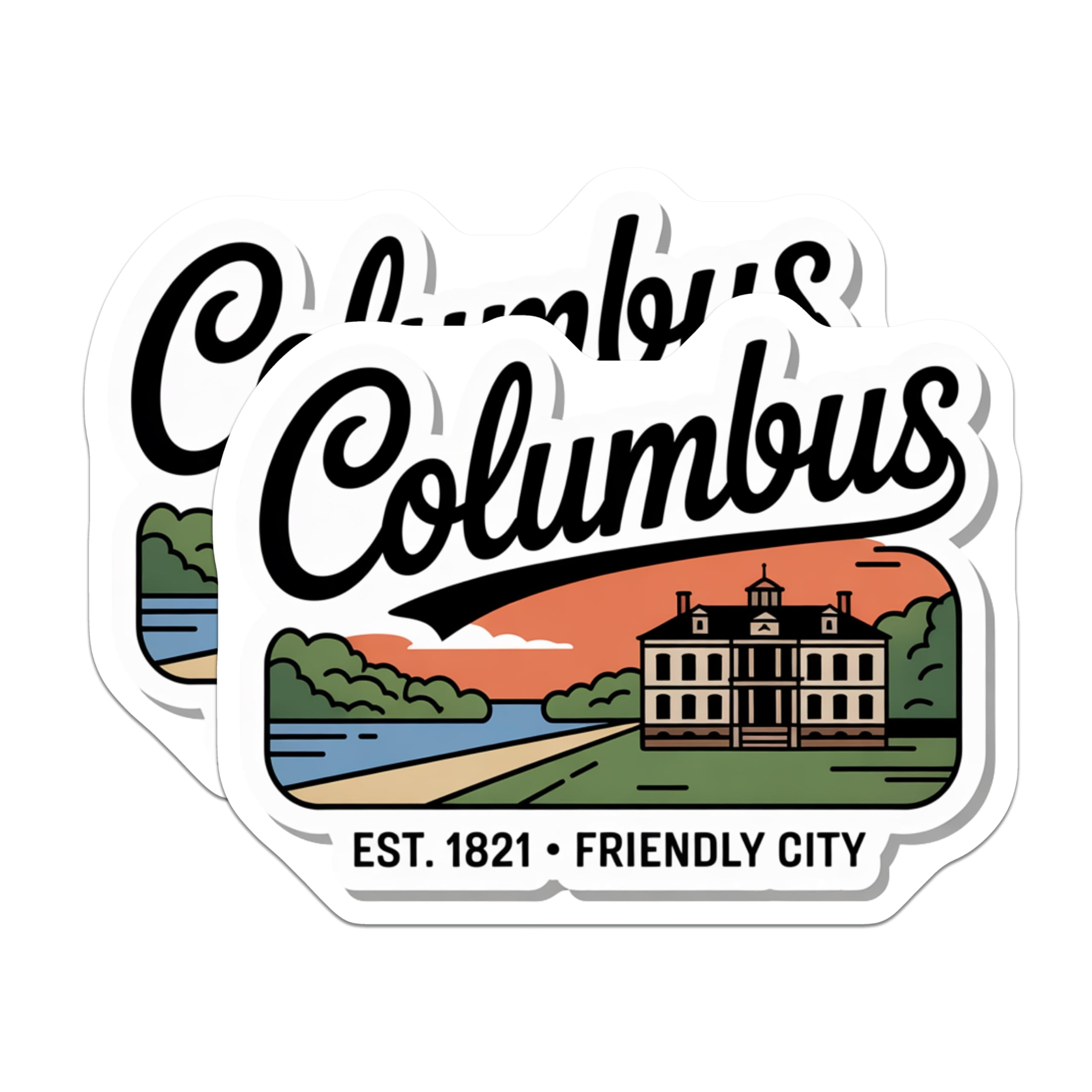 (2 Pack) Columbus Ohio Magnets - Landmark Decor - Friendly City Souvenir - 5" On Longest Side - Premium Magnet - for Cars, Refrigerators, Toolboxes, Lockers - Made in USA - MAG18900