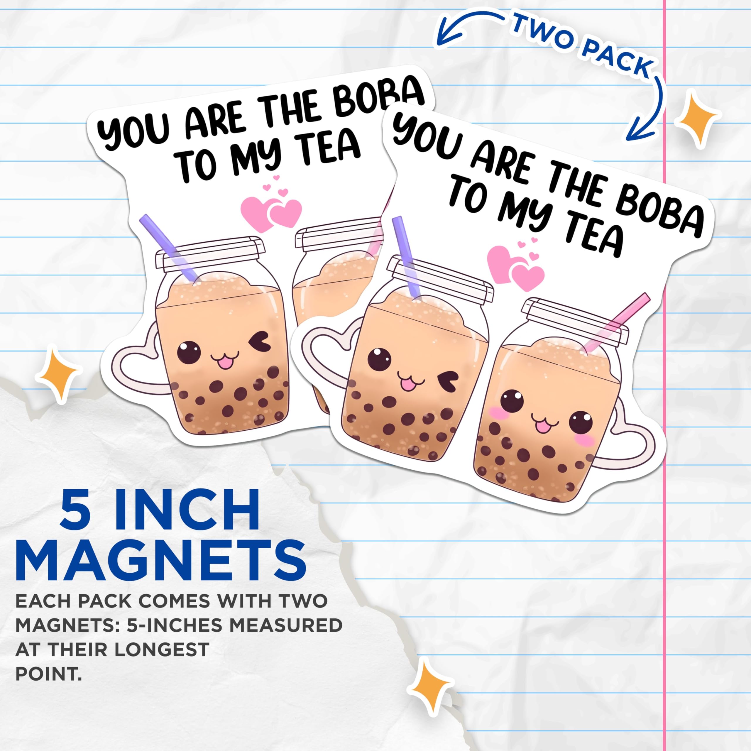 (2 Pack) You are The Boba to My Tea Magnets - 5" On Longest Side - for Cars, Fridges, Toolboxes - Made in USA - MAG7743